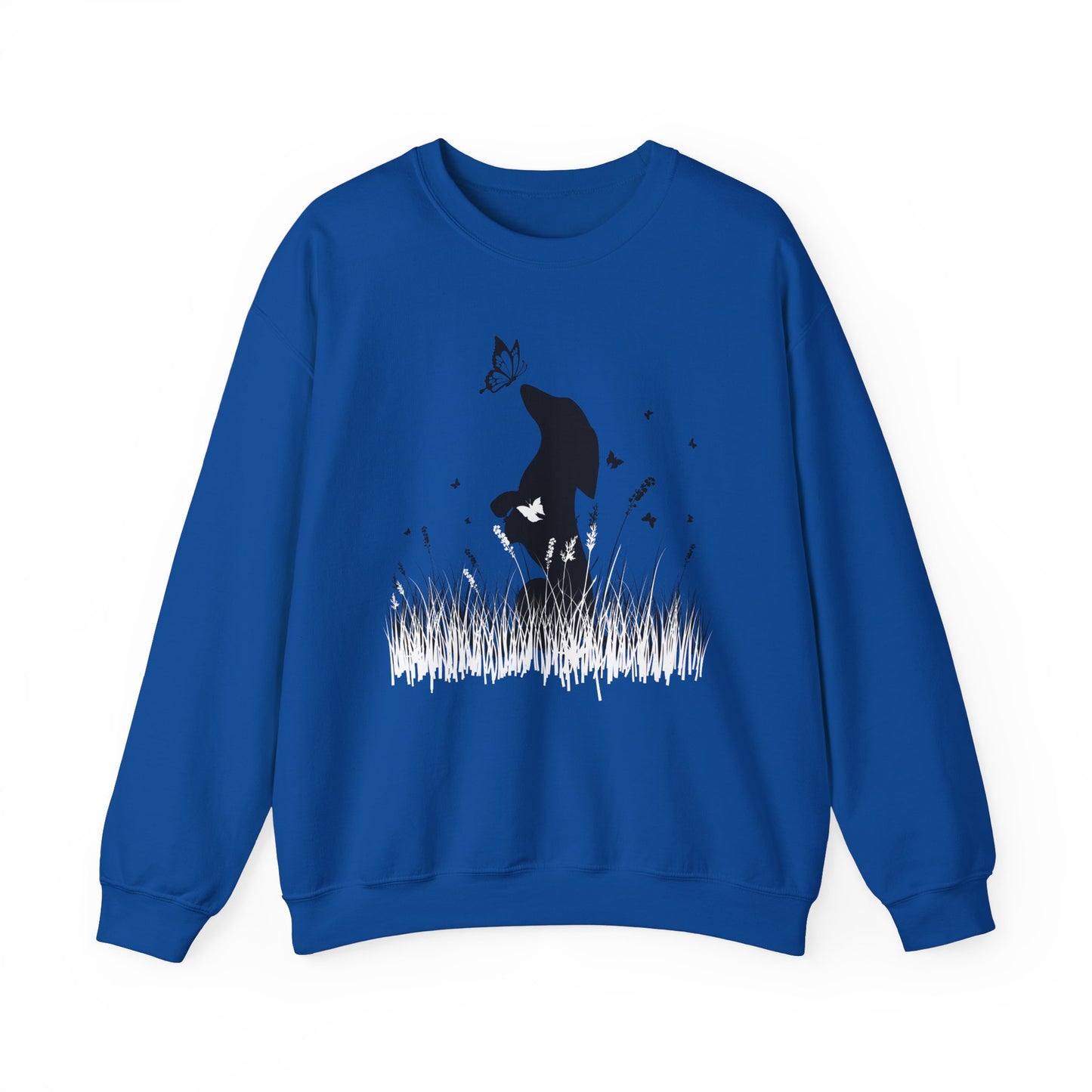 Dachshund in the Meadow: Butterfly Bliss - Unisex Heavy Blend™ Crewneck Sweatshirt