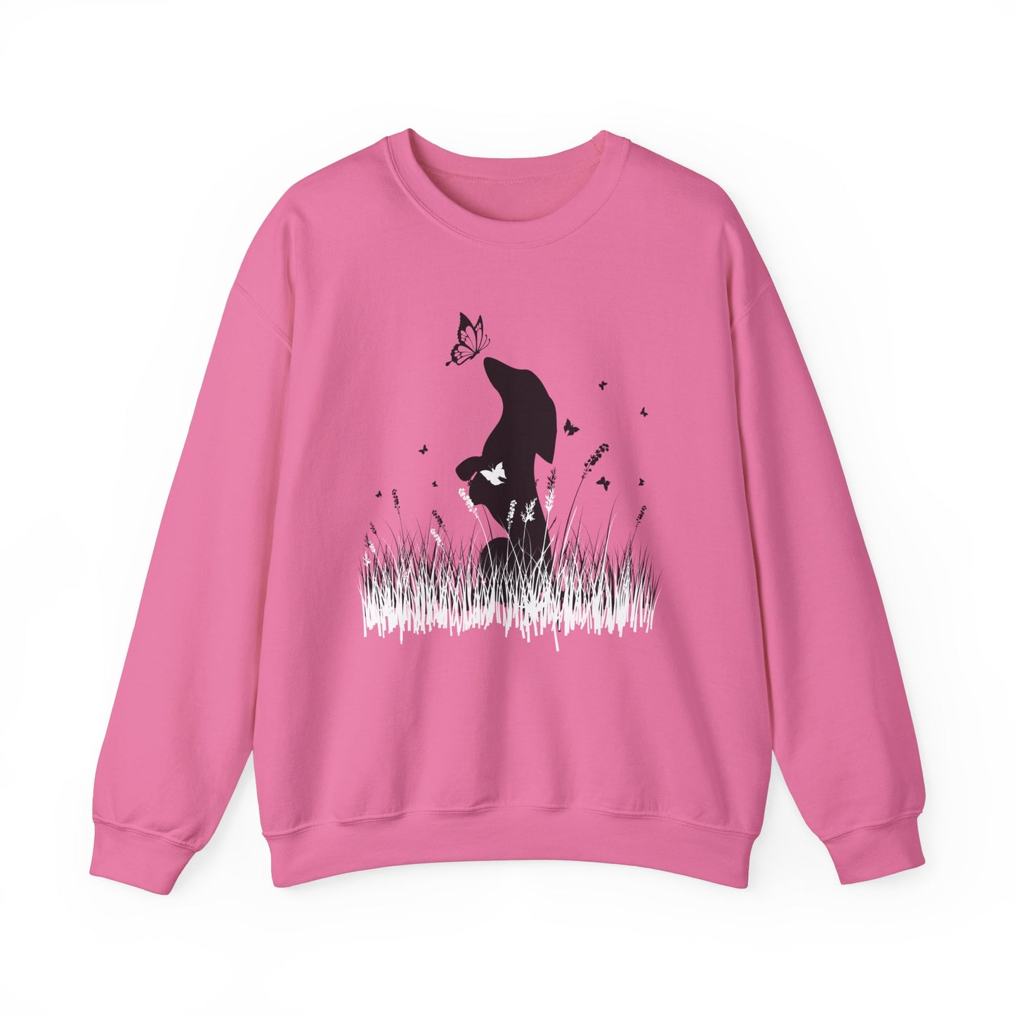 Dachshund in the Meadow: Butterfly Bliss - Unisex Heavy Blend™ Crewneck Sweatshirt