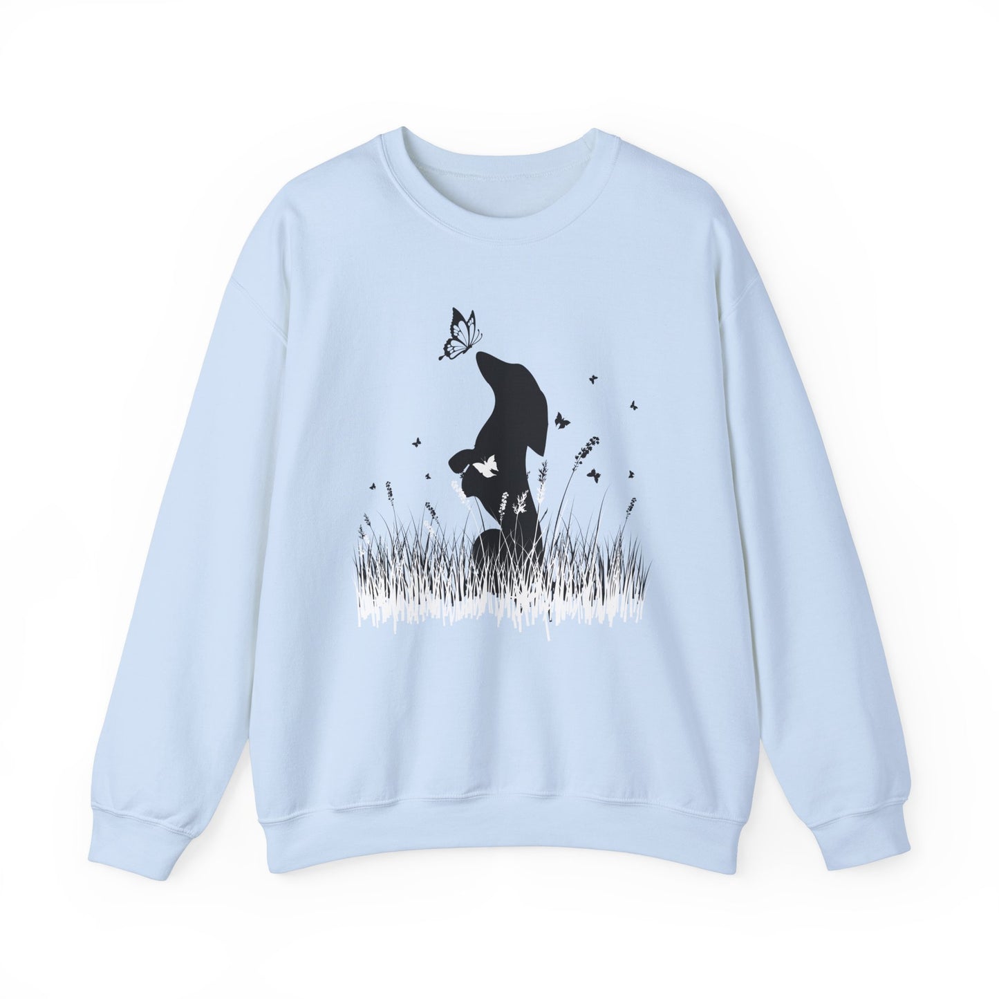 Dachshund in the Meadow: Butterfly Bliss - Unisex Heavy Blend™ Crewneck Sweatshirt