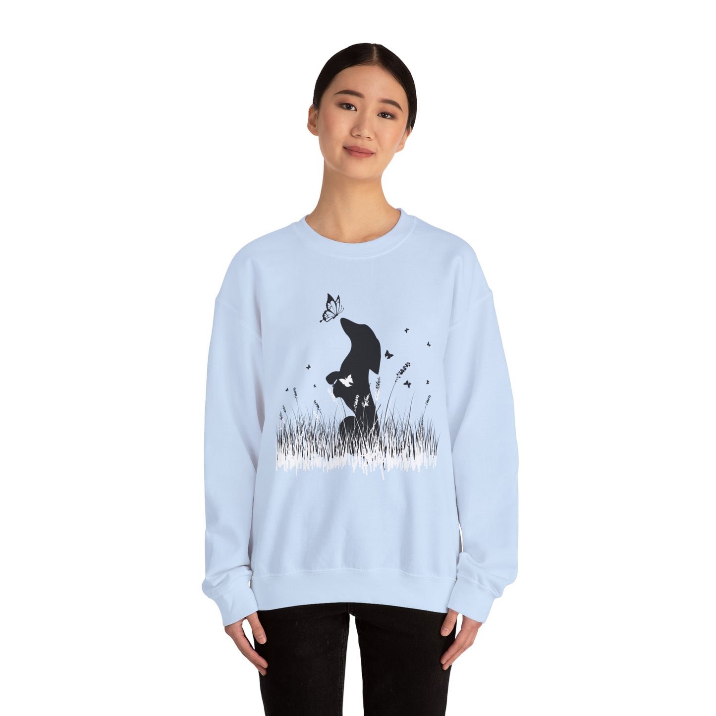 Dachshund in the Meadow: Butterfly Bliss - Unisex Heavy Blend™ Crewneck Sweatshirt