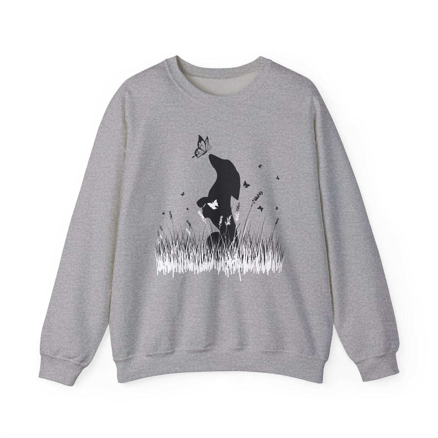 Dachshund in the Meadow: Butterfly Bliss - Unisex Heavy Blend™ Crewneck Sweatshirt