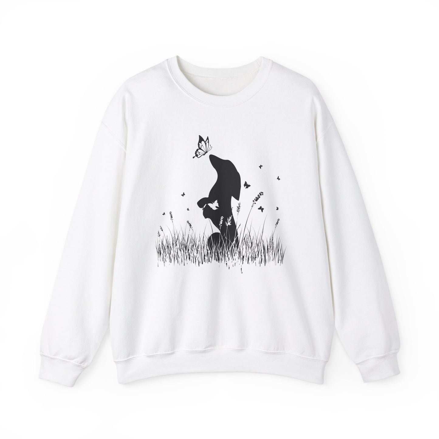 Dachshund in the Meadow: Butterfly Bliss - Unisex Heavy Blend™ Crewneck Sweatshirt