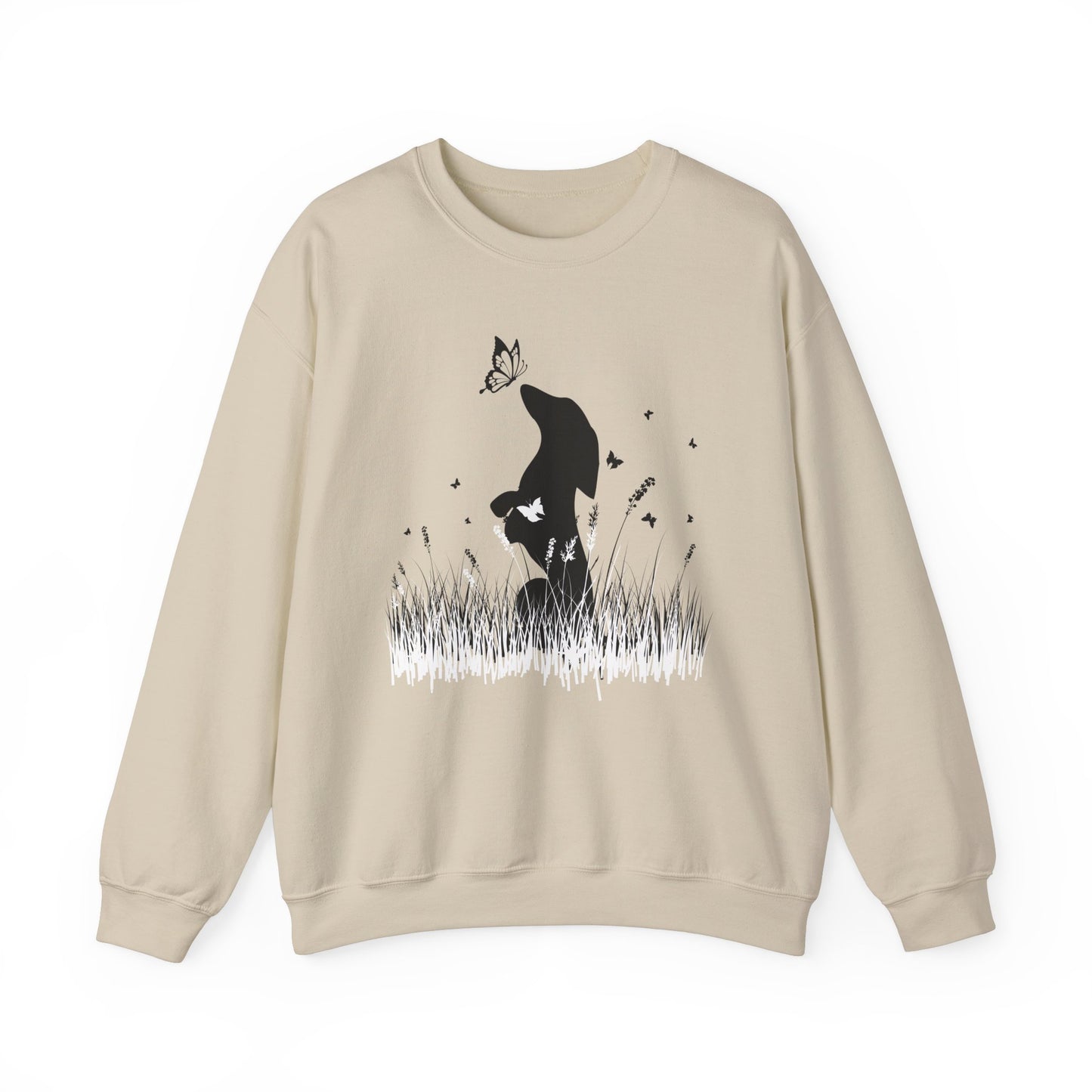 Dachshund in the Meadow: Butterfly Bliss - Unisex Heavy Blend™ Crewneck Sweatshirt