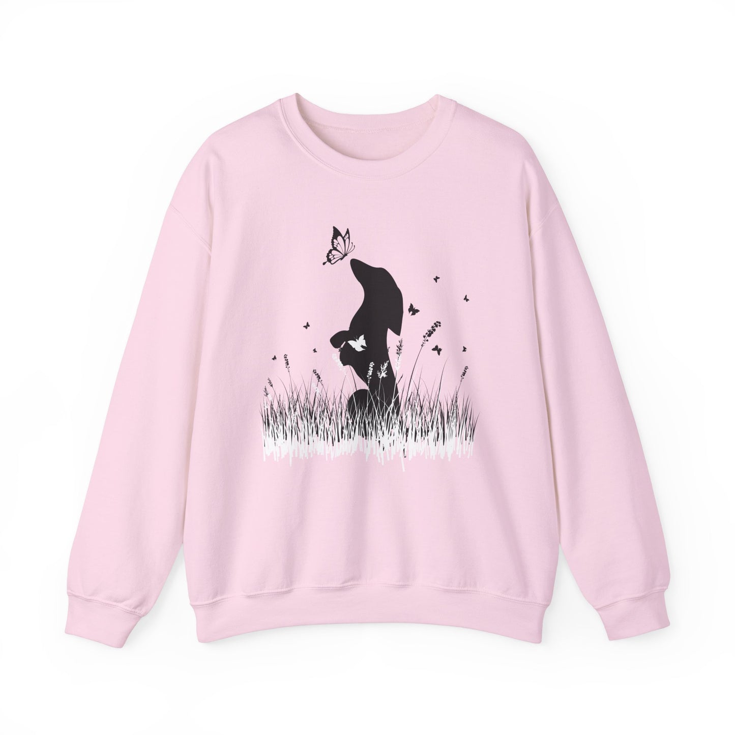 Dachshund in the Meadow: Butterfly Bliss - Unisex Heavy Blend™ Crewneck Sweatshirt